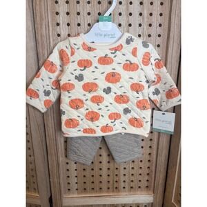 Little Planet by Carters Baby 3M Pumpkin Squirrel Quilted Organic Set 1T856410